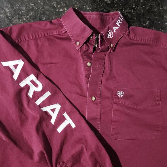 Ariat Other - Ariat Team Logo Twill Button Down Long Sleeve Western Cowboy Rodeo Mens Medium
